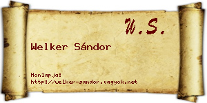 Welker Sándor névjegykártya